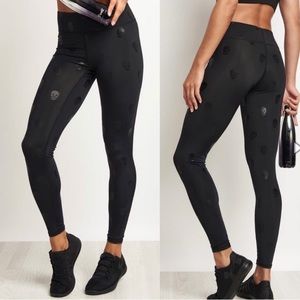 NWT Terez black foil skull tall band leggings S